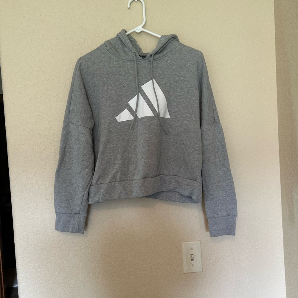 Adidas Women’s Cropped Oversized Gray Hoodie